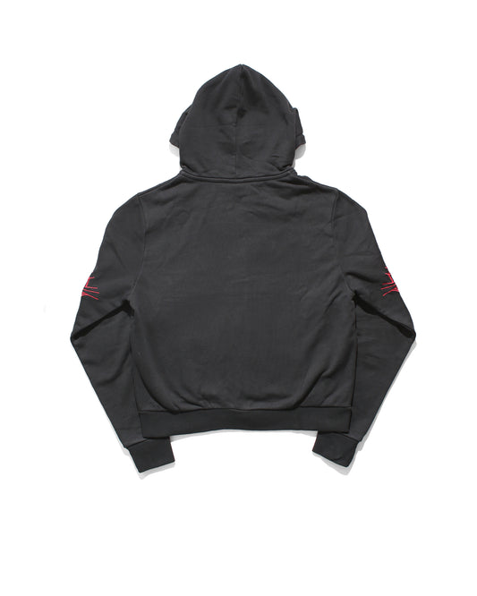 FUR ZIP HOODIE - BLACK