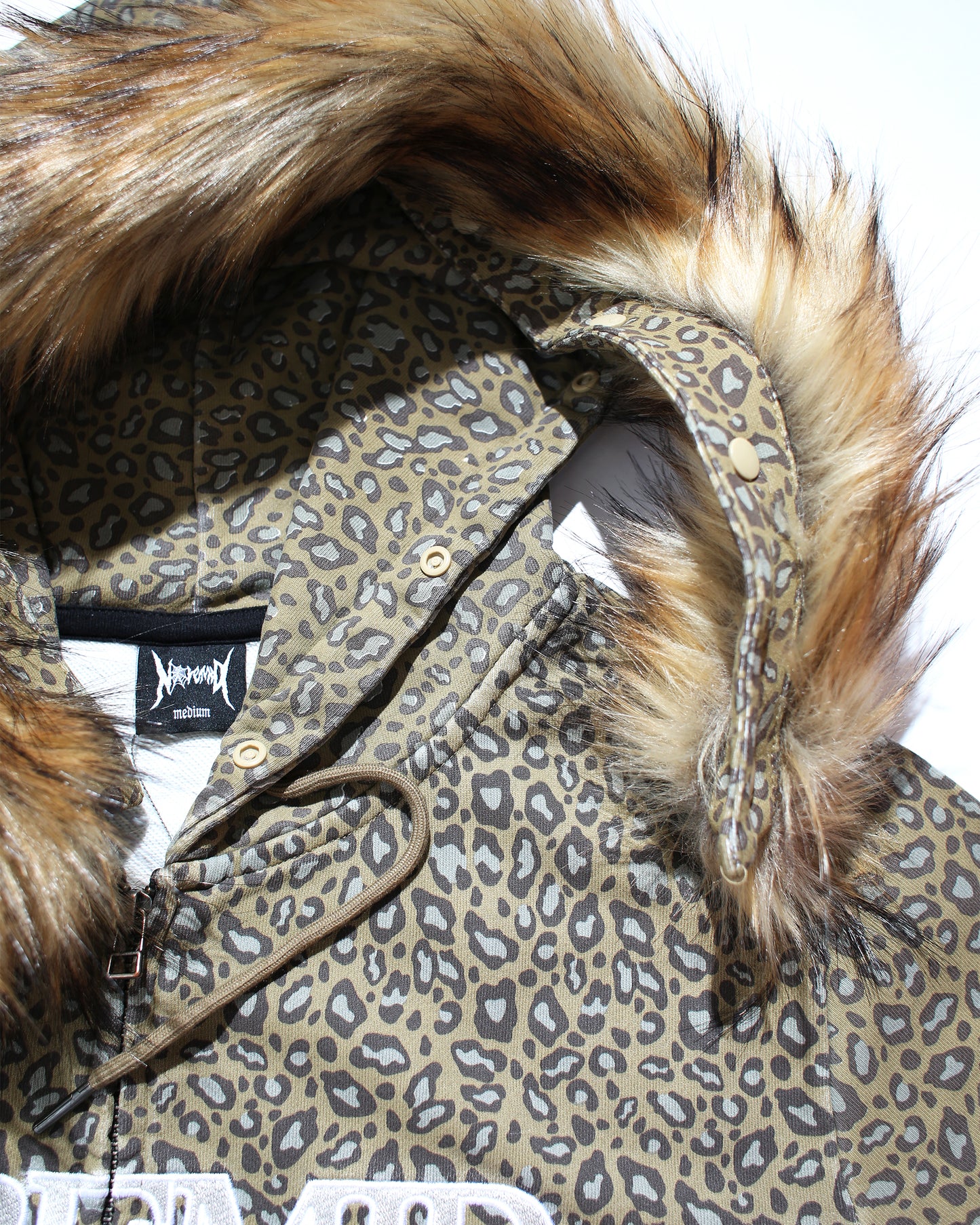 FUR ZIP HOODIE - LEOPARD