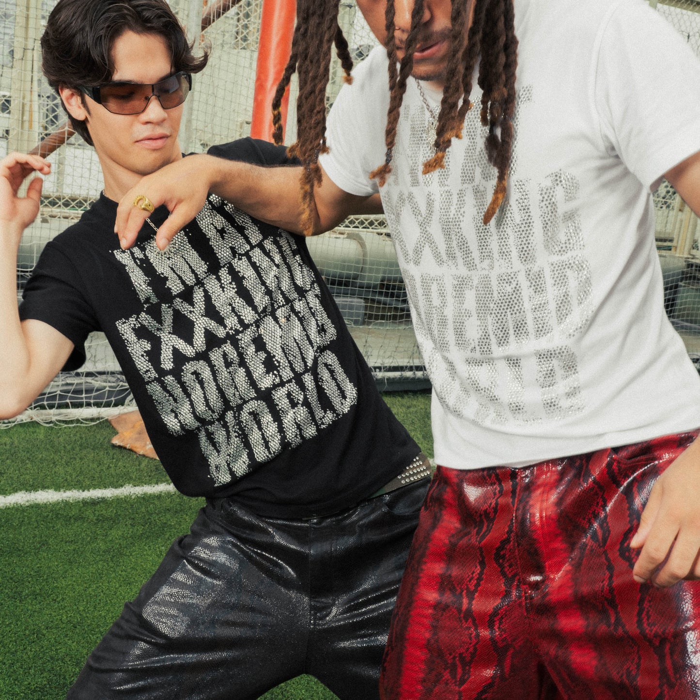 SYNTHETIC LEATHER JORTS - BLACK