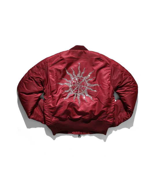 RHINESTONE MA-1 JACKET - RED