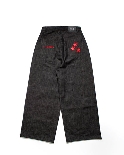 WIDE RIGID DENIM PANTS – BLACK