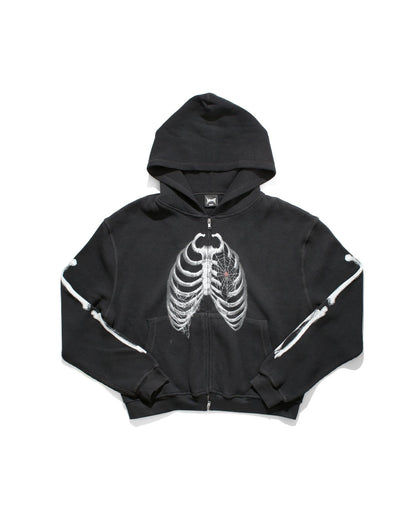 BONE THERMAL ZIP-UP HOODIE – BLACK