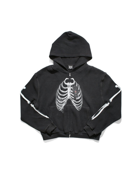 BONE THERMAL ZIP-UP HOODIE – BLACK