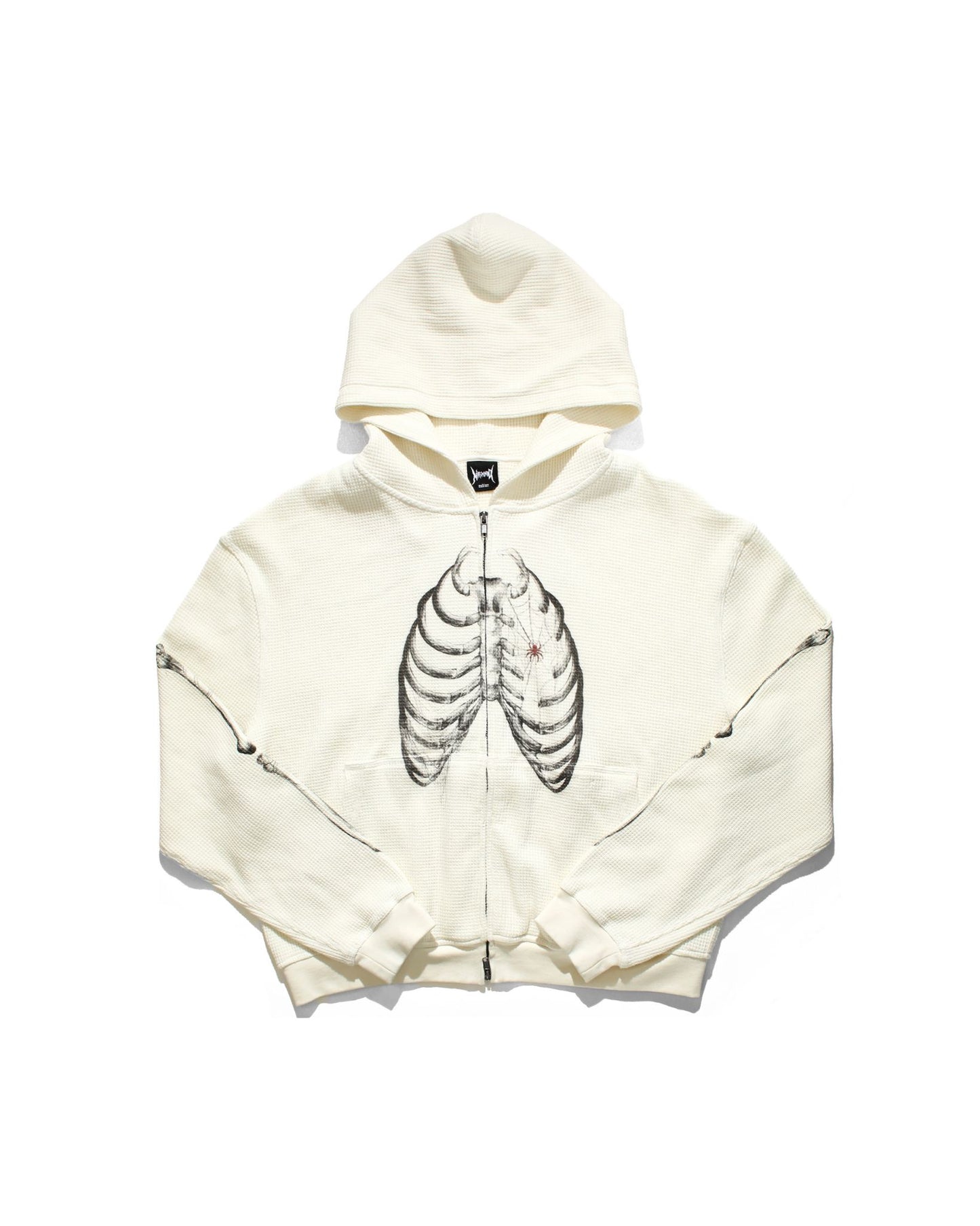 BONE THERMAL ZIP-UP HOODIE – WHITE