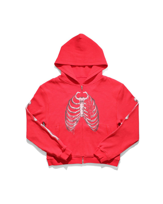 BONE THERMAL ZIP-UP HOODIE – RED