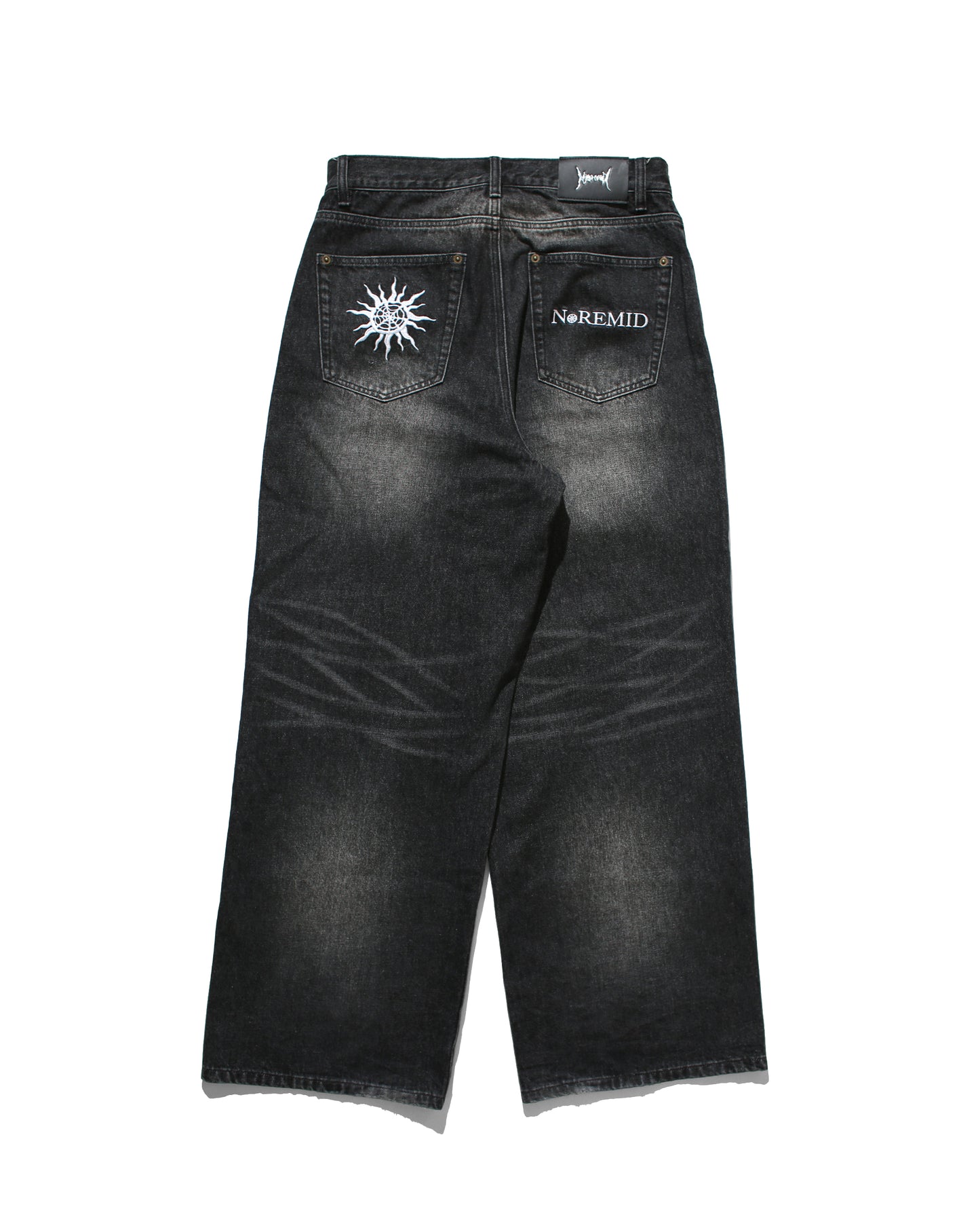 BTN FLY RIGID DENIM WIDE PANTS - BLACK FADE