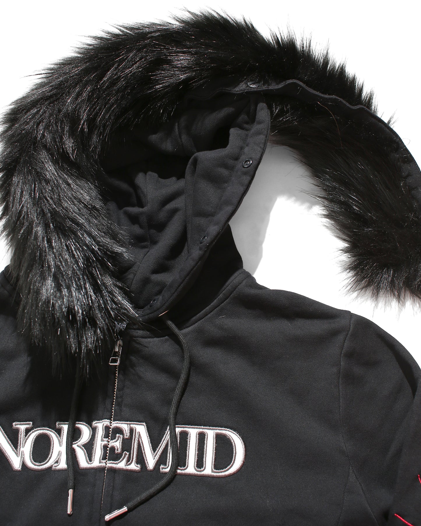 FUR ZIP HOODIE - BLACK