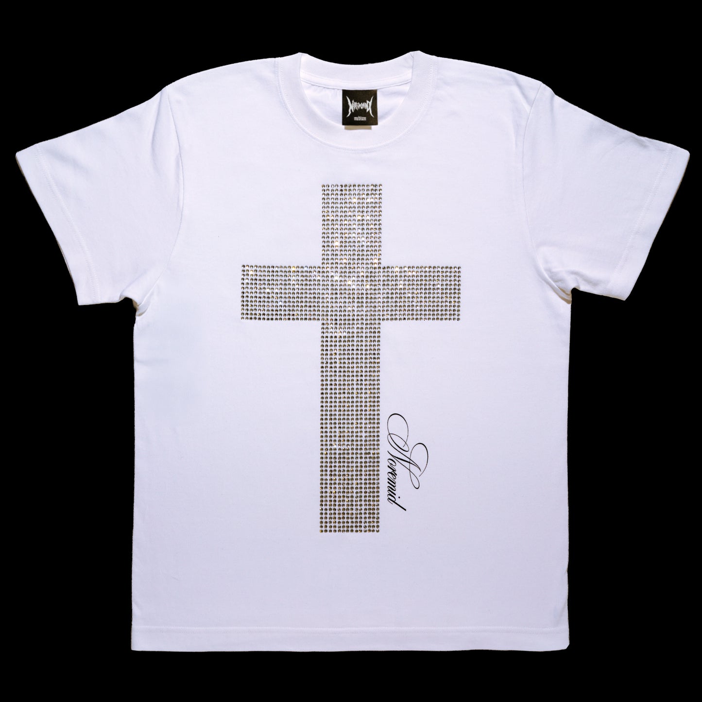 CROSS RHINESTONE T - WHITE