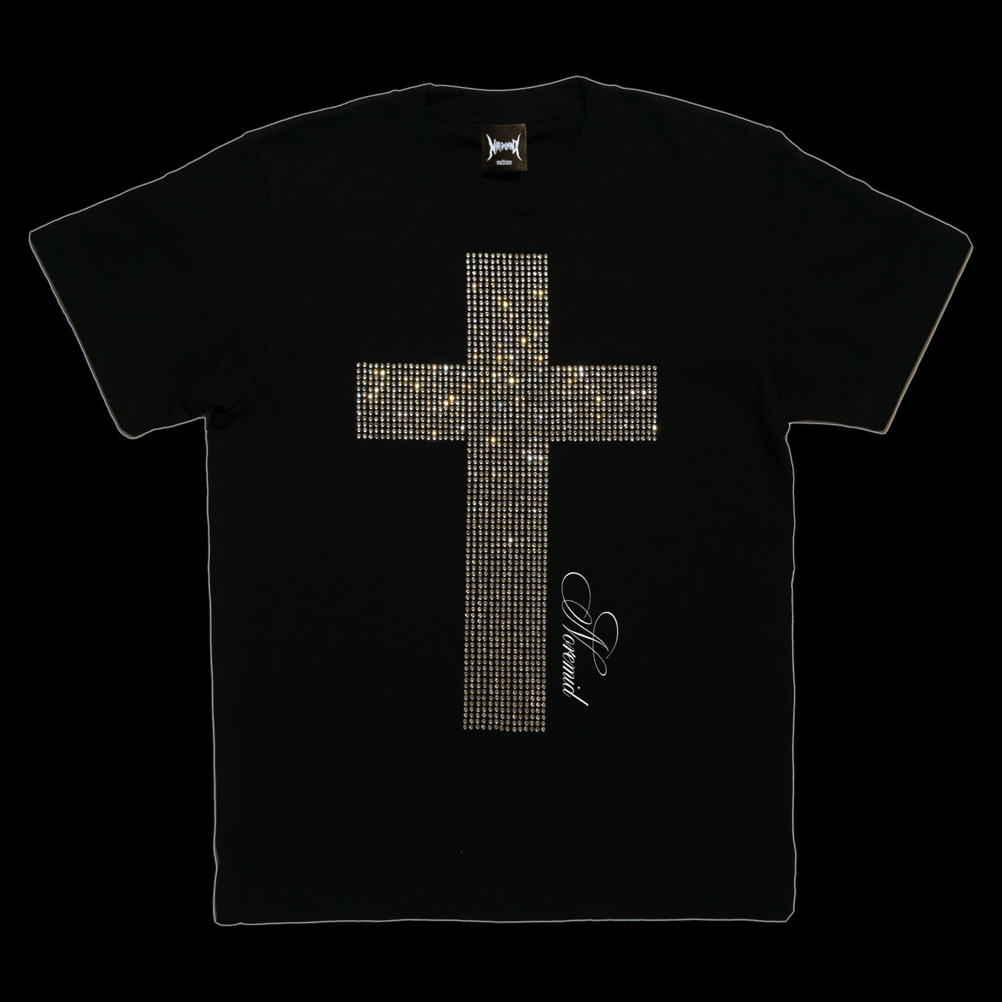 CROSS RHINESTONE T - BLACK