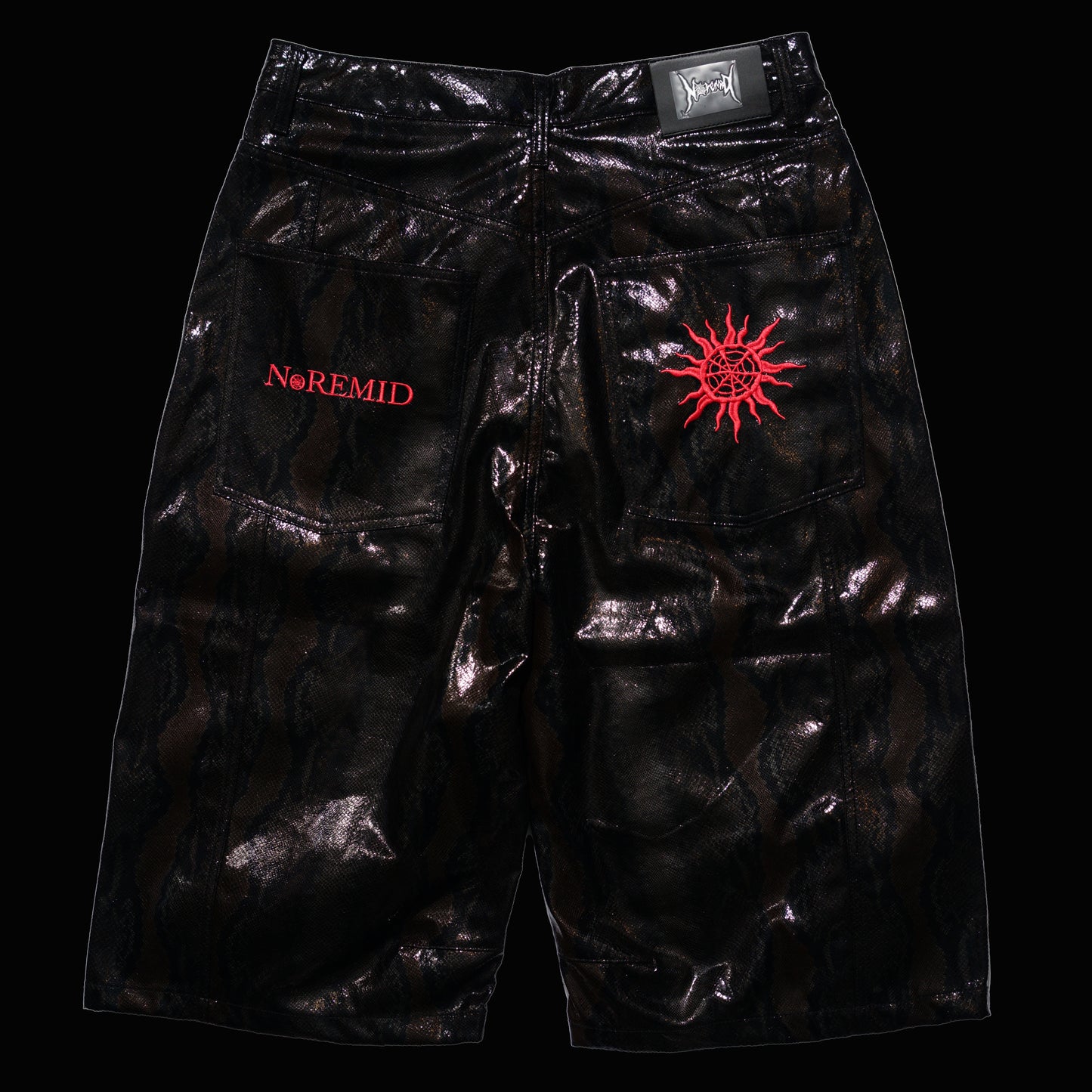 SYNTHETIC LEATHER JORTS - BLACK