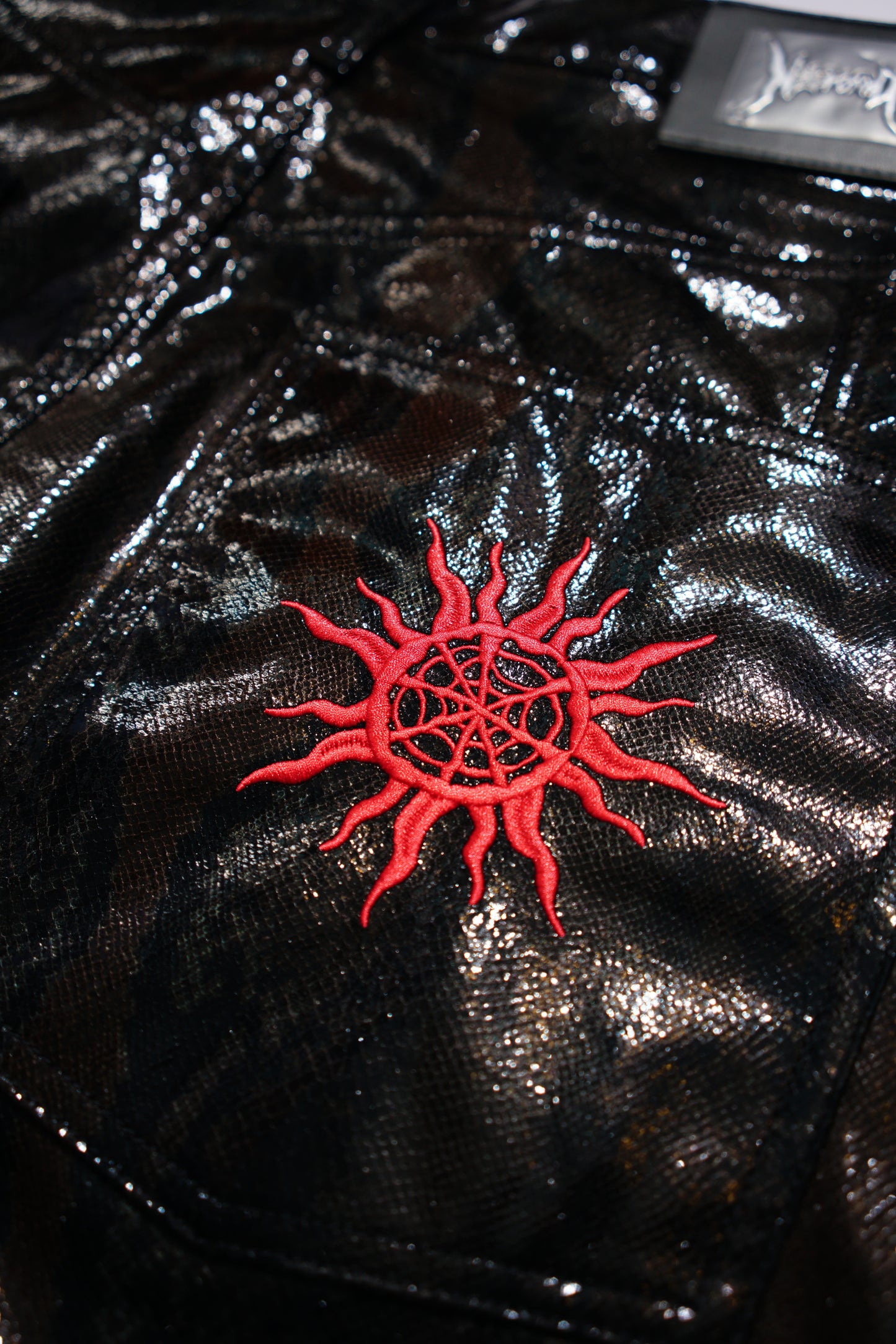 SYNTHETIC LEATHER JORTS - BLACK