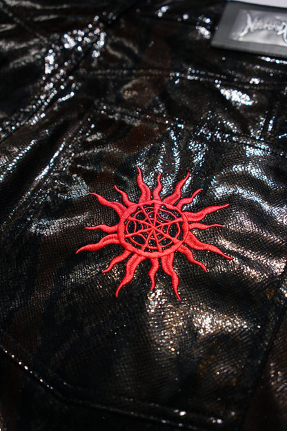 SYNTHETIC LEATHER JORTS - BLACK