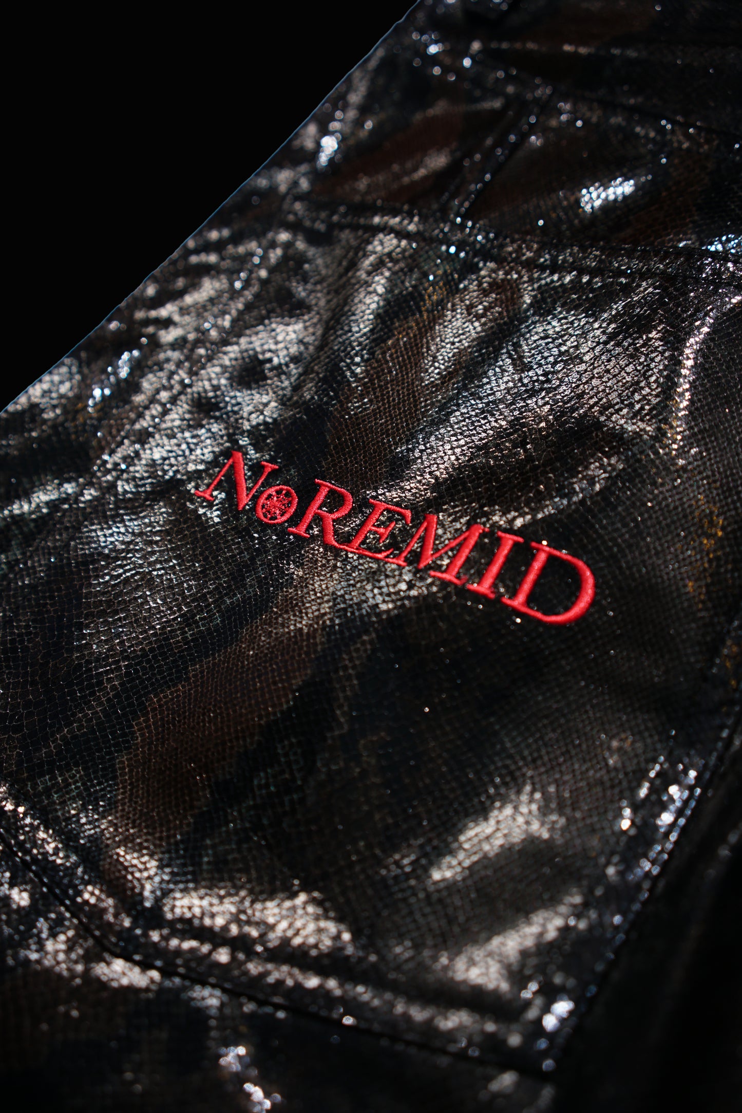 SYNTHETIC LEATHER JORTS - BLACK