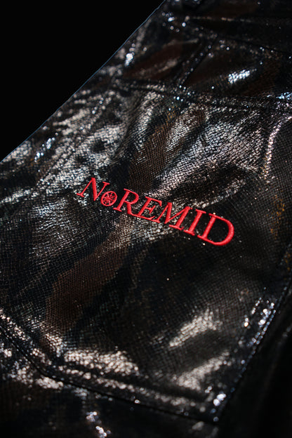 SYNTHETIC LEATHER JORTS - BLACK