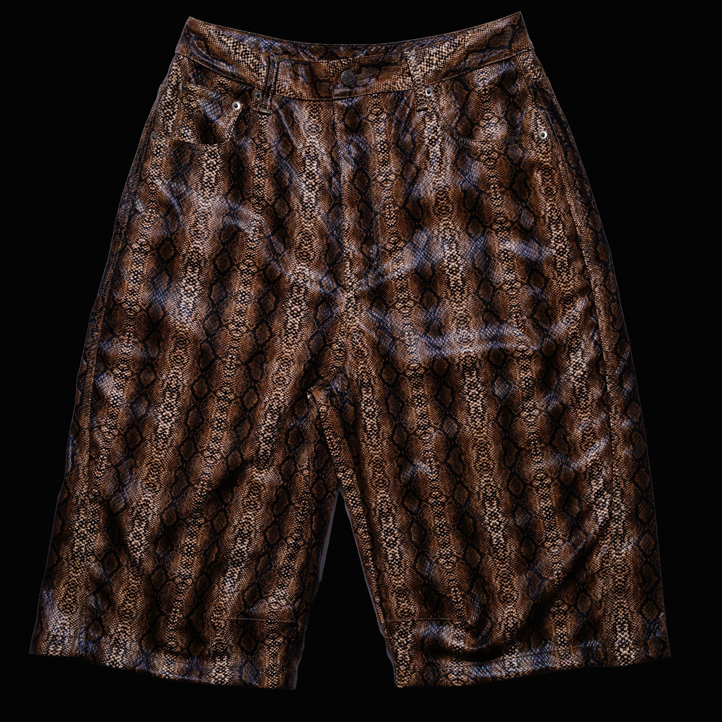 SYNTHETIC LEATHER JORTS - BROWN