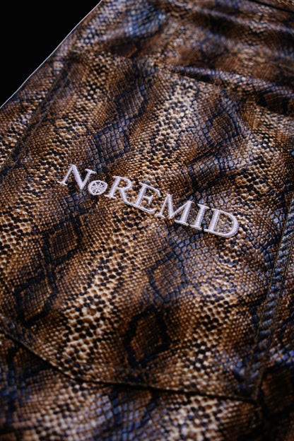 SYNTHETIC LEATHER JORTS - BROWN