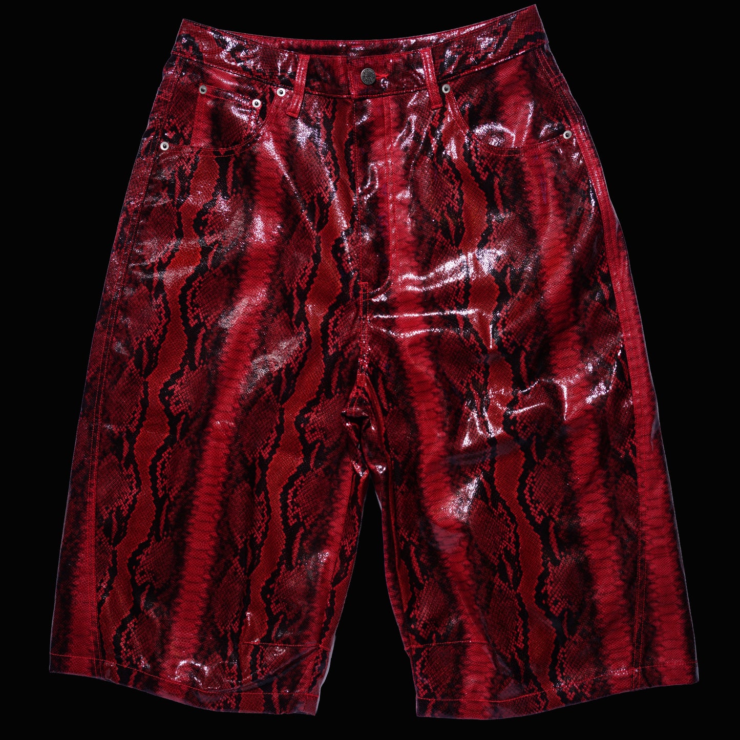 SYNTHETIC LEATHER JORTS - RED