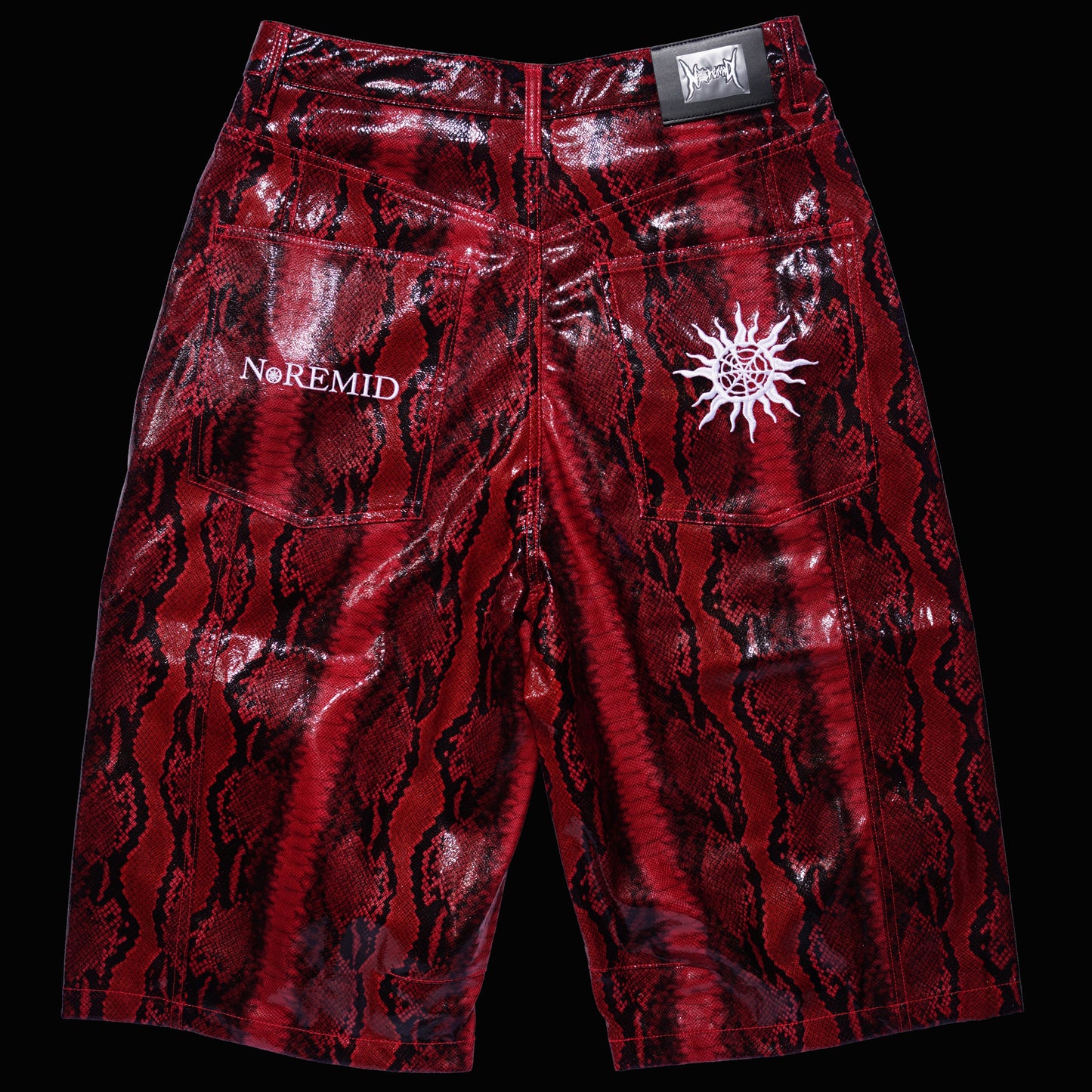 SYNTHETIC LEATHER JORTS - RED