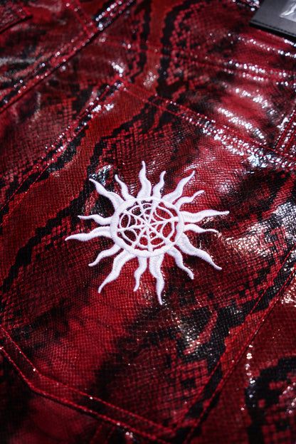 SYNTHETIC LEATHER JORTS - RED