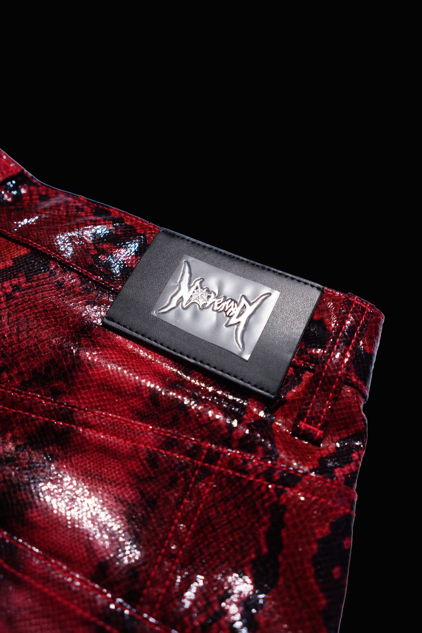 SYNTHETIC LEATHER JORTS - RED