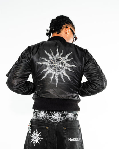 RHINESTONE MA-1 JACKET- BLACK