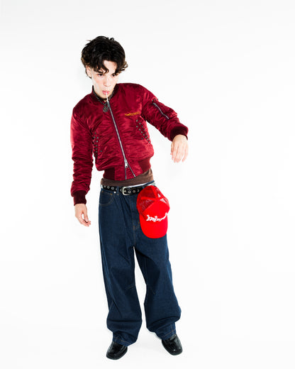 RHINESTONE MA-1 JACKET - RED