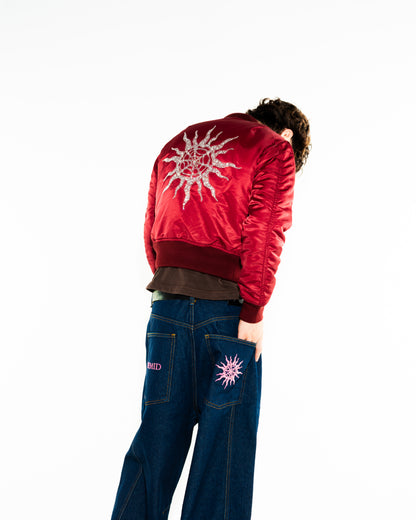 RHINESTONE MA-1 JACKET - RED