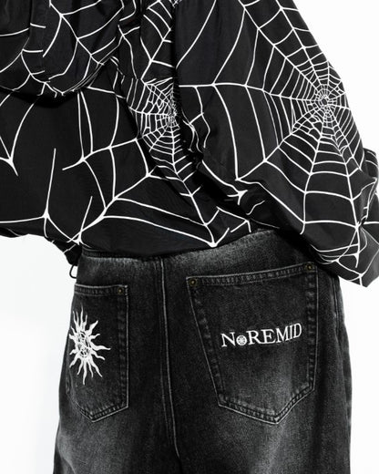 BTN FLY RIGID DENIM WIDE PANTS - BLACK FADE