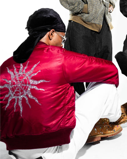 RHINESTONE MA-1 JACKET - RED