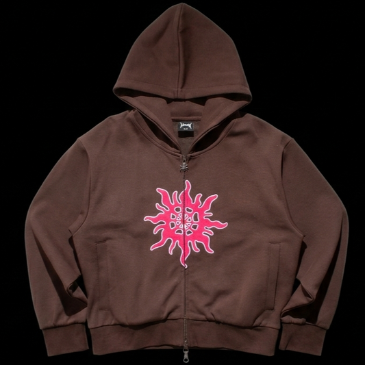 ZIP HOODIE - BROWN