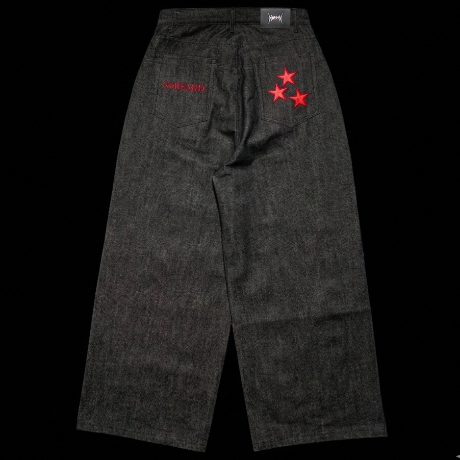 WIDE RIGID DENIM PANTS – BLACK