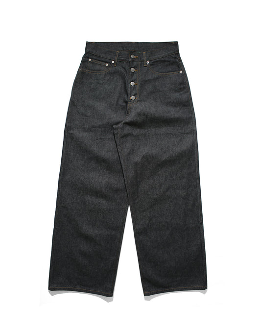 BTN FLY RIGID DENIM WIDE PANTS - INDIGO