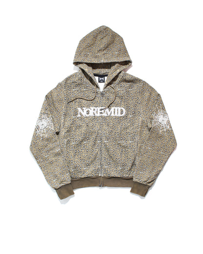 FUR ZIP HOODIE - LEOPARD