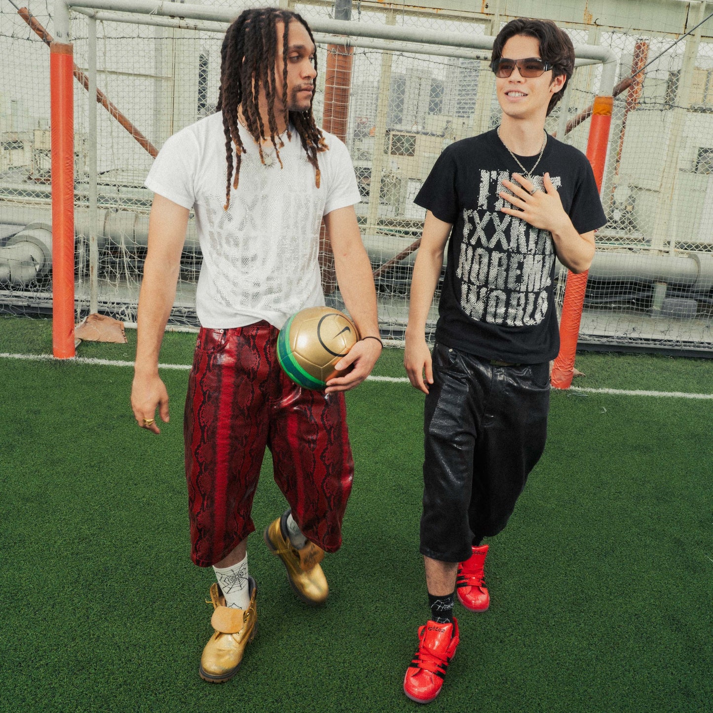SYNTHETIC LEATHER JORTS - BLACK