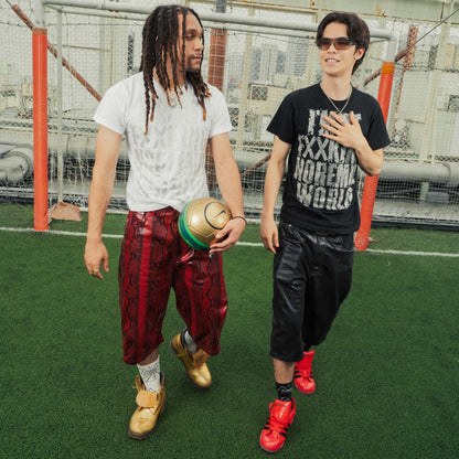 SYNTHETIC LEATHER JORTS - BLACK