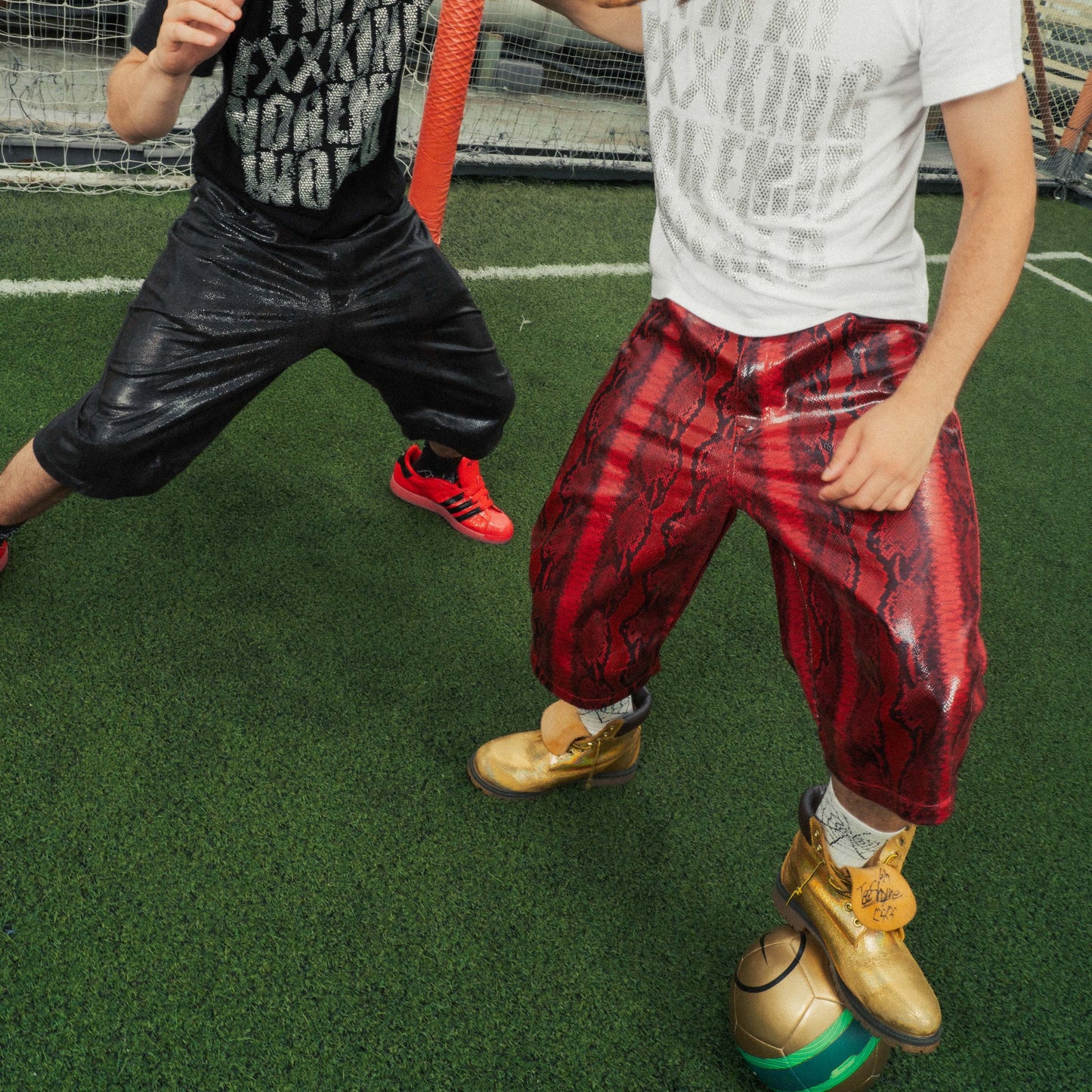 SYNTHETIC LEATHER JORTS - RED