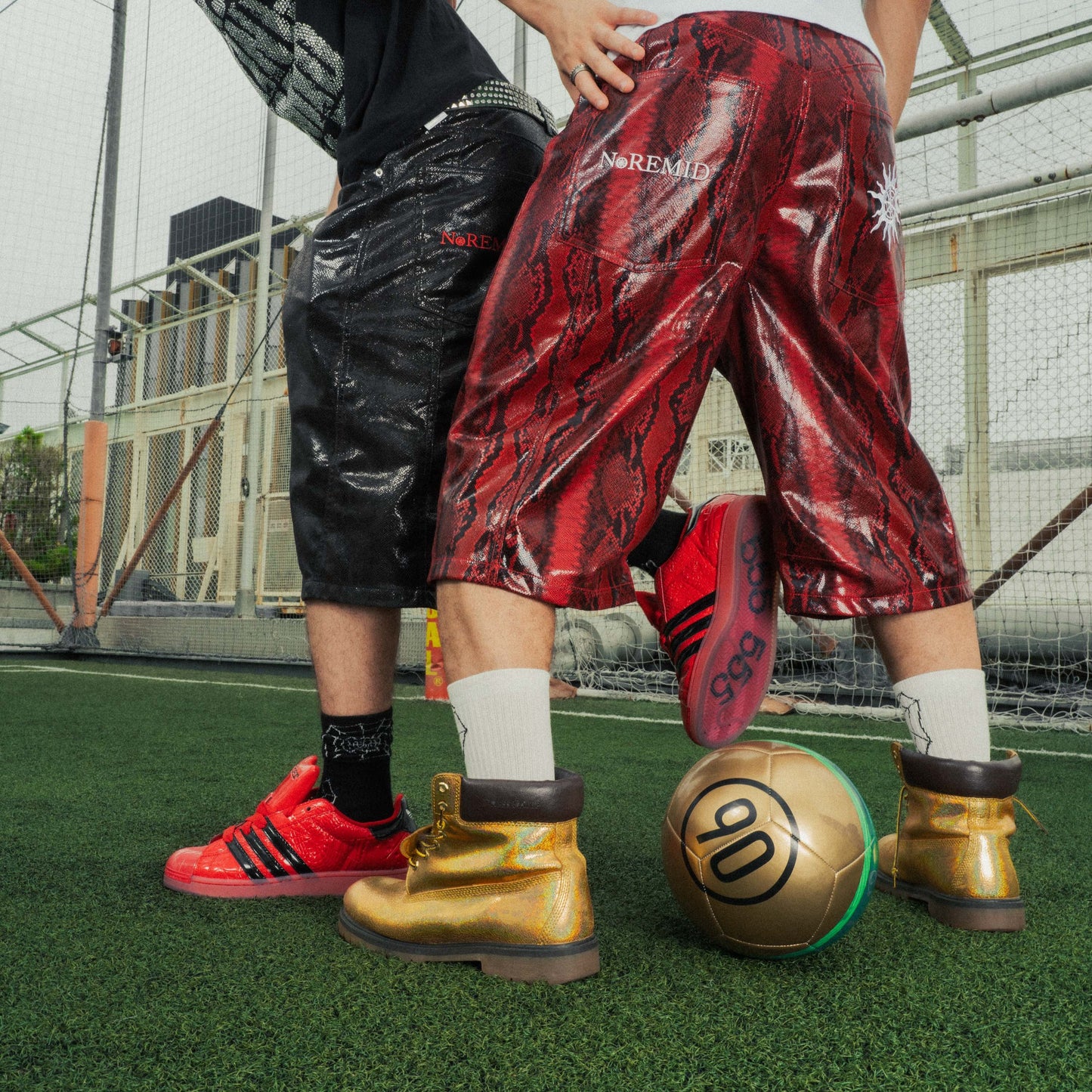SYNTHETIC LEATHER JORTS - RED