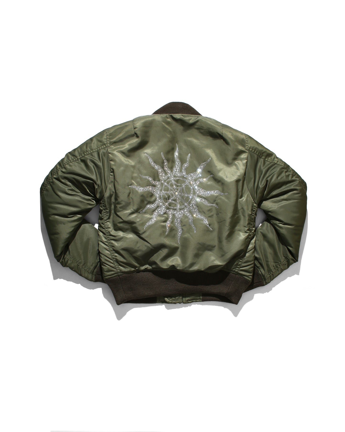 RHINESTONE MA-1 JACKET - OLIVE