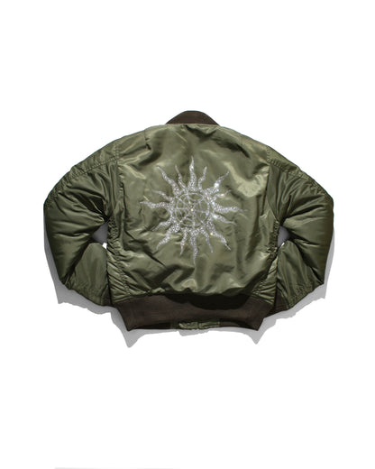RHINESTONE MA-1 JACKET - OLIVE