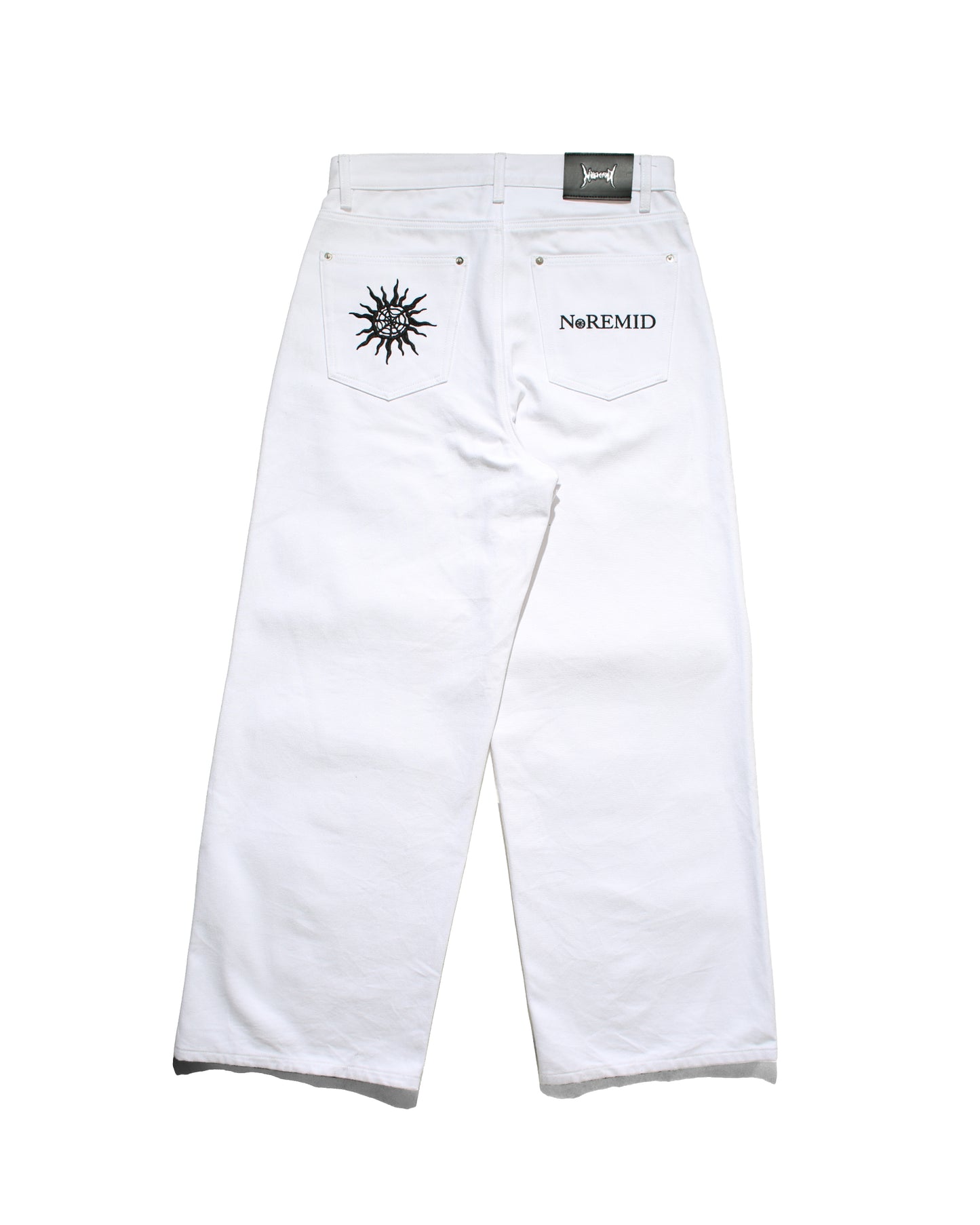 BTN FLY RIGID DENIM WIDE PANTS - WHITE
